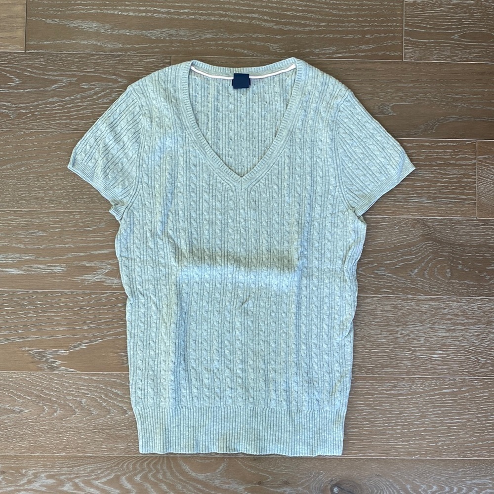 NWOT Gap Short Sleeve Cotton Sweater | Gray | L